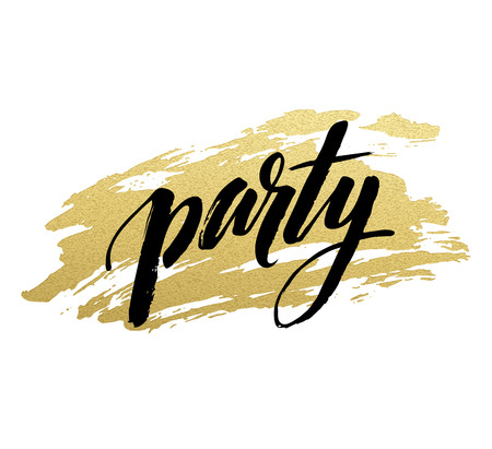 Party golden Brush lettering.のイラスト素材
