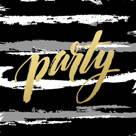 Party golden Brush lettering.のイラスト素材