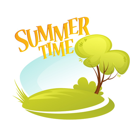 Cartoon Summer Landscape Background. Summer tree. Vector illustration EPS10のイラスト素材