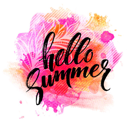 Summer Watercolor Design. Summer Typography Lettering. Vector illustration EPS10のイラスト素材