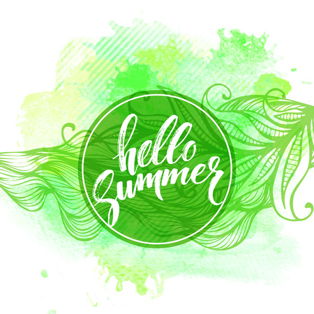 Summer Watercolor Design. Summer Typography Lettering. Vector illustration EPS10のイラスト素材