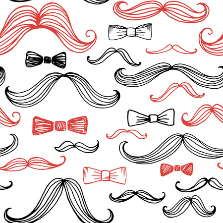 Bow Tie and Moustache Seamless Pattern. Vector illustration EPS10のイラスト素材