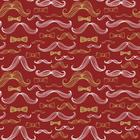 Bow Tie and Moustache Seamless Pattern. Vector illustration EPS10のイラスト素材