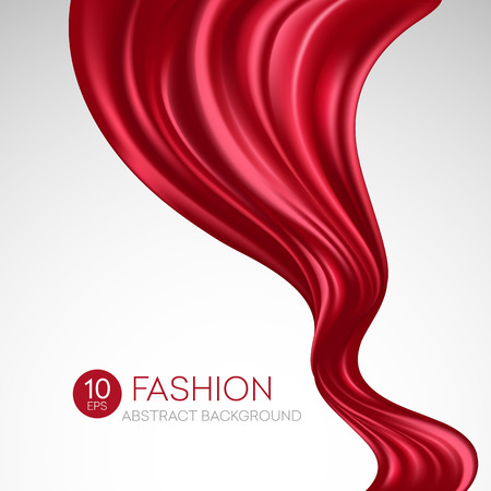 Red flying silk fabric. Fashion background. Vector illustration EPS10のイラスト素材