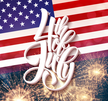 American Independence Day lettering design. A template background for greeting cards, posters, leaflets and brochure. Vector illustration EPS10のイラスト素材