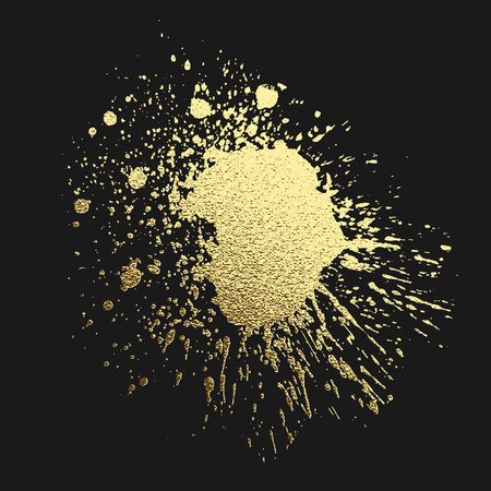 Gold acrylic paint on the black background. Vector illustrationのイラスト素材