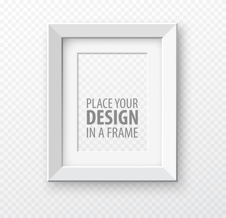 Vertical frame mock up on transparence background with realistic shadows. Vector illustrationのイラスト素材