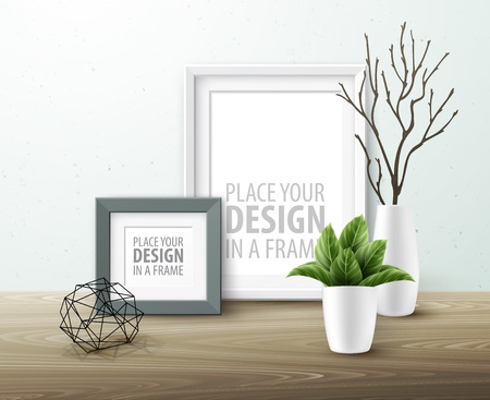 Mock up frame Wall of the interior background. Vector illustrationのイラスト素材