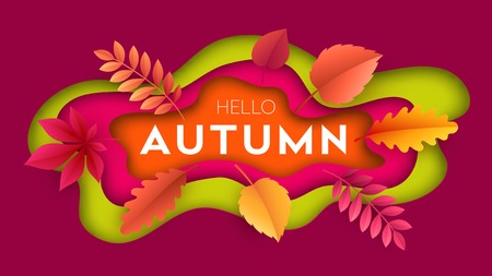 Fashionable modern autumn background with bright autumn leavesのイラスト素材