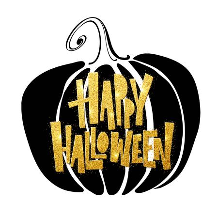Happy Halloween lettering. Holiday calligraphy for banner, poster, greeting card, party invitation. Vector illustrationのイラスト素材