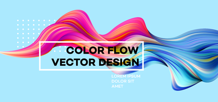Modern colorful flow poster. Wave Liquid shape in blue color background. Art design for your design project. Vector illustration.のイラスト素材