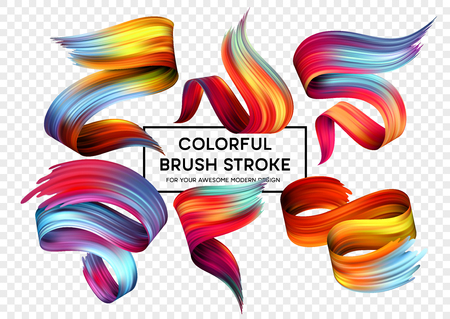 Set of colorful brush strokes. Modern design element  Vector illustrationのイラスト素材
