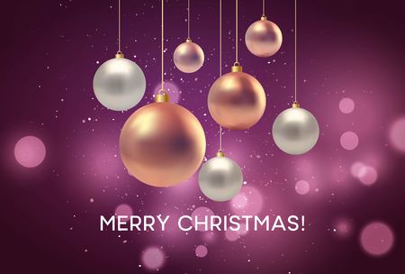 Christmas blurred pink background with bauble. Vector illustration EPS10のイラスト素材