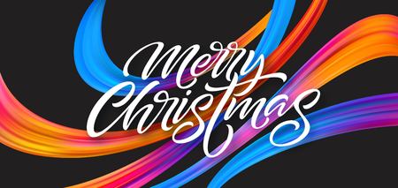 Merry Christmas hand drawn lettering banner designの写真素材