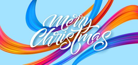 Merry Christmas hand drawn lettering banner designの写真素材