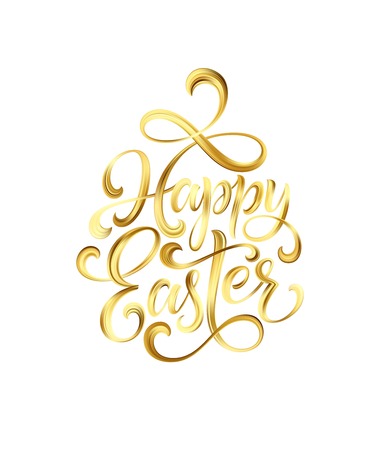 Happy Easter gold paint lettering.のイラスト素材