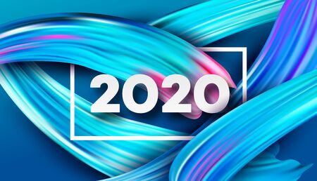 Happy New Year 2020. Lettering greeting inscription. Vector illustrationのイラスト素材