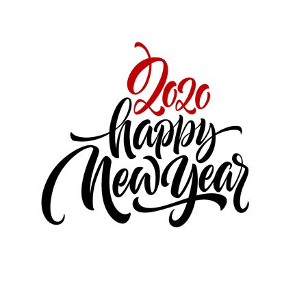 Happy New Year 2020. Lettering greeting inscription.