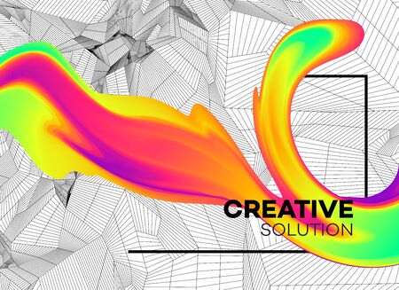 Trendy abstract background with dynamic particles and color flow shape. Modern science or technology element. Vector illustration EPS10のイラスト素材
