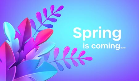 Bright stylish 3D foliage in the style of webdesign neomorphism. Template for advertising banner, flyer, flyer, poster, web page. Vector illustrationのイラスト素材