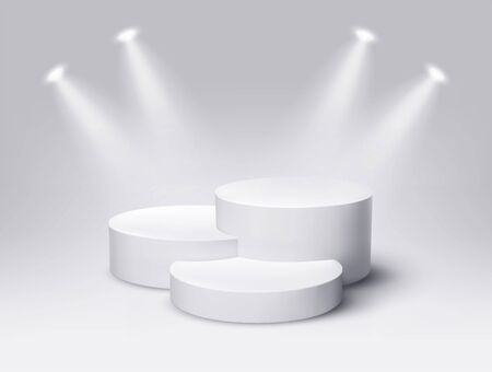 Round empty podium. Award ceremony concept. Stage backdrop. Vector illustrationのイラスト素材