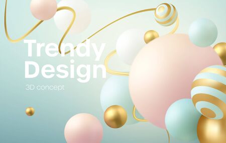 Abstract background with 3d geometric shapes. Modern cover design. Vector realistic illustrationのイラスト素材