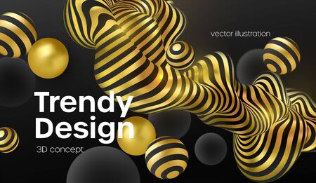 Abstract background with 3d geometric shapes. Modern cover design. Vector realistic illustrationのイラスト素材