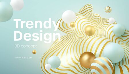 Abstract background with 3d geometric shapes. Modern cover design. Vector realistic illustrationのイラスト素材
