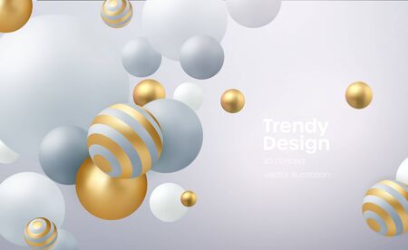 Abstract background with 3d geometric shapes. Modern cover design. Vector realistic illustrationのイラスト素材