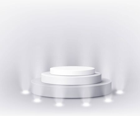 Round empty podium. Award ceremony concept. Stage backdrop. Vector illustrationのイラスト素材