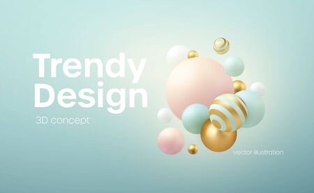 Abstract background with 3d geometric shapes. Modern cover design. Vector realistic illustrationのイラスト素材