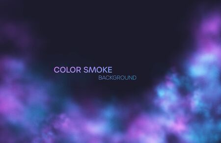 Realistic colored blue, purple and pink smoke on a black background. Vector illustration EPS10のイラスト素材