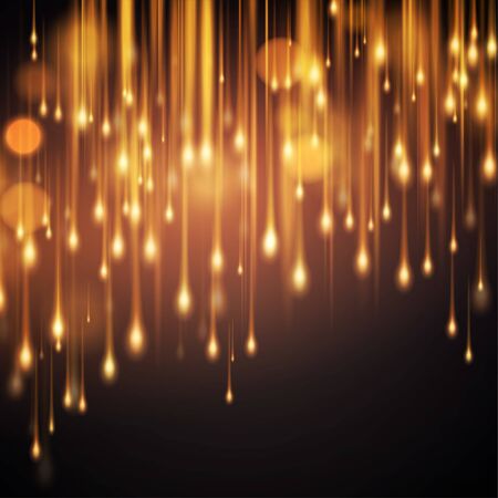 Luxurious sparkling black background with golden glittering sparkles. Blur motion bokeh background. Vector illustration EPS10のイラスト素材