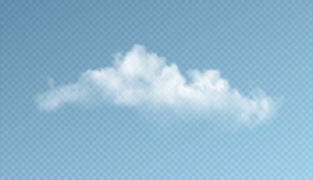 Transparent clouds isolated on blue background. Real transparency effect. Vector illustrationのイラスト素材