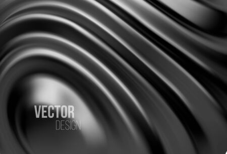 Black shiny liquid waves 3d realistic background. Vector illustrationのイラスト素材