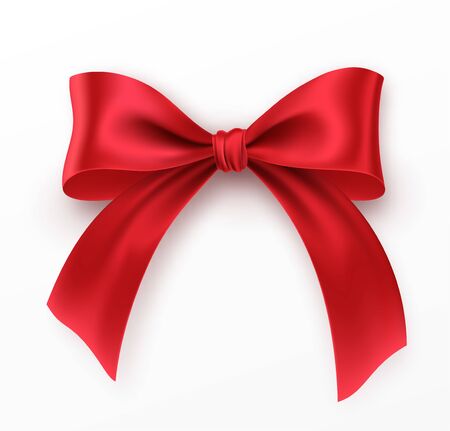 Red Bow and Ribbon on white background. Realistic red bow for decoration design Holiday frame, border. Vector illustrationのイラスト素材