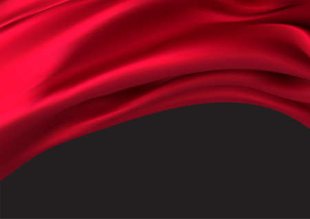 Background of luxurious red fabric or liquid wave or wavy folds of silk texture of satin velvet material, luxurious background or elegant wallpaper. Vector illustration EPS10のイラスト素材