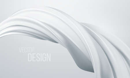 Realistic white swirl shape isolated on white background. Liquid abstract modern banner design. Vector illustrationのイラスト素材
