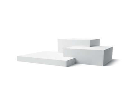 Background 3d white podium product isolated on the white background. Modern white cube podium, great design for any purposes. Vector illustrationのイラスト素材
