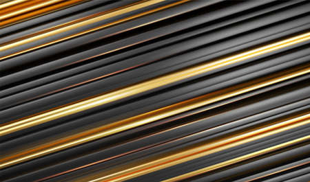 Gold black line 3d modern style background. Striped Abstract minimal geometry concept. Vector illustrationのイラスト素材