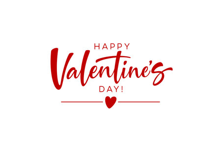Happy valentines day red handwriting lettering tag isolated on white background. Vector illustrationのイラスト素材