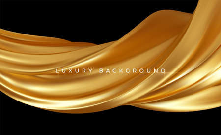 Gold metallic silk flowing wave luxury trendy background. Background for presentation, brochure, booklet, poster. Vector illustrationのイラスト素材