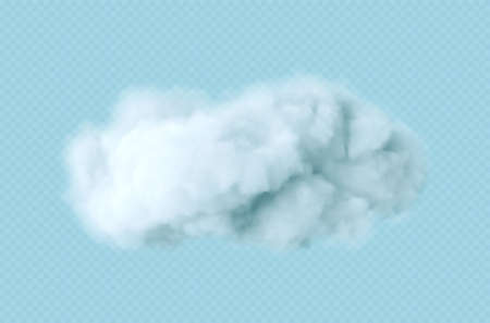 Realistic white fluffy cloud isolated on transparent background. Cloud sky background for your design. Vector illustrationのイラスト素材