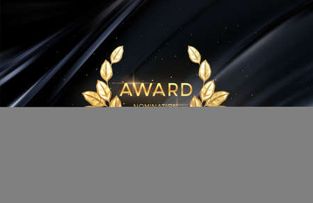 3d realistic gold laurel wreath winner award nominations background. Award concept background. Vector illustrationのイラスト素材