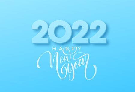 Happy New Year 2022 lettering. 2022 New year greeting. Vector illustrationのイラスト素材