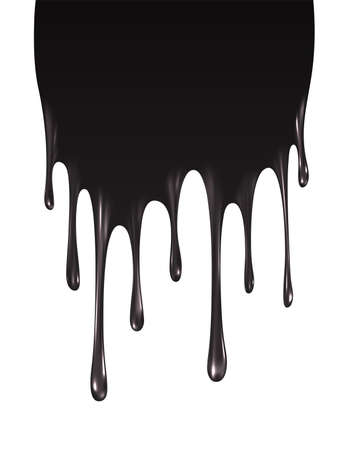 Realistic black paint drips isolated on a white background. The flowing black liquid. Dripping paint. Vector illustrationのイラスト素材