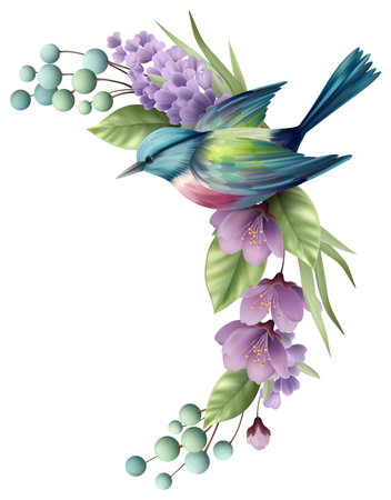 Easter Eggs Bird Wreath Spring Flowerのイラスト素材