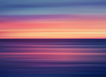 Vector Illustration of an Abstract Background Depicting a Peaceful Ocean Scene During Twilightのイラスト素材