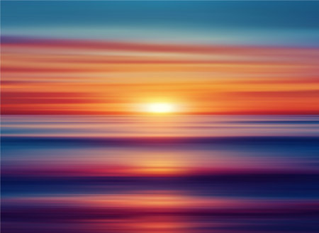 Vivid Sunset Abstract Vector Illustration, Vibrant Horizon Render With Colorful Skies as Background.のイラスト素材