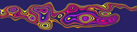 Vivid Abstract Vector Background Featuring Colorful Swirling Contour Lines with a Psychedelic Style, Perfect for Creative Design Applications and Artistic Explorationのイラスト素材